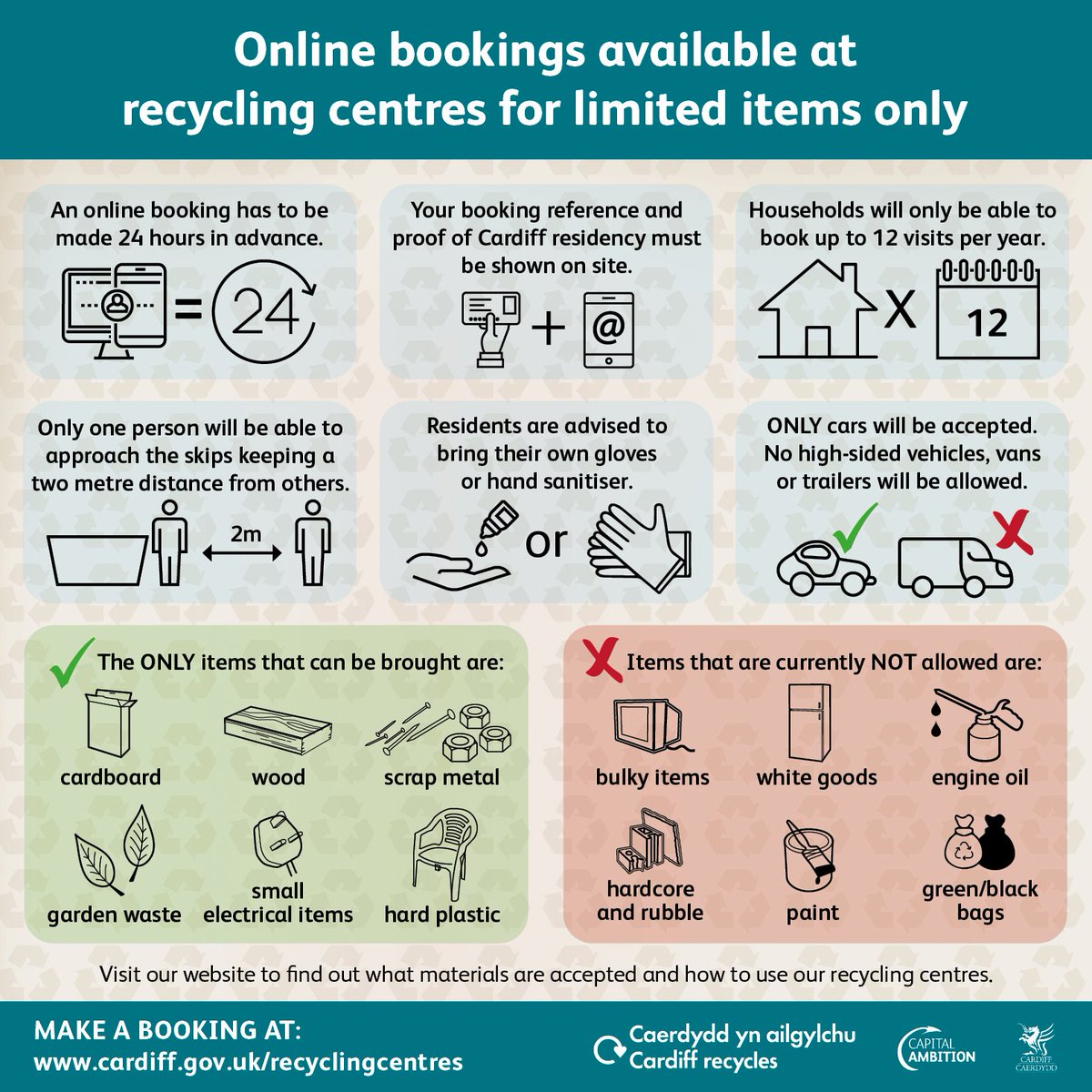 Online bookings available at recycling centres Radyr &