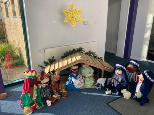 Nativity scene with puppets