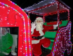 Santa on his illuminated sleigh