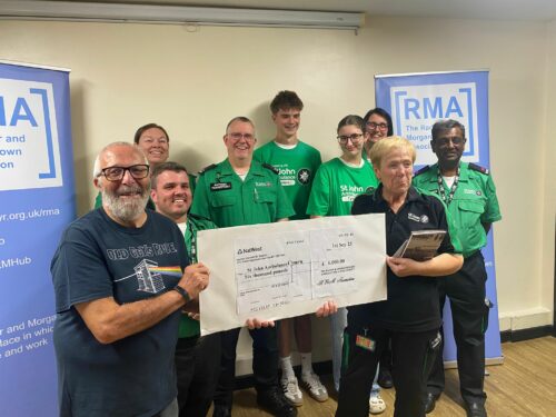 Cheque presentation from RMA to SJAC volunteers